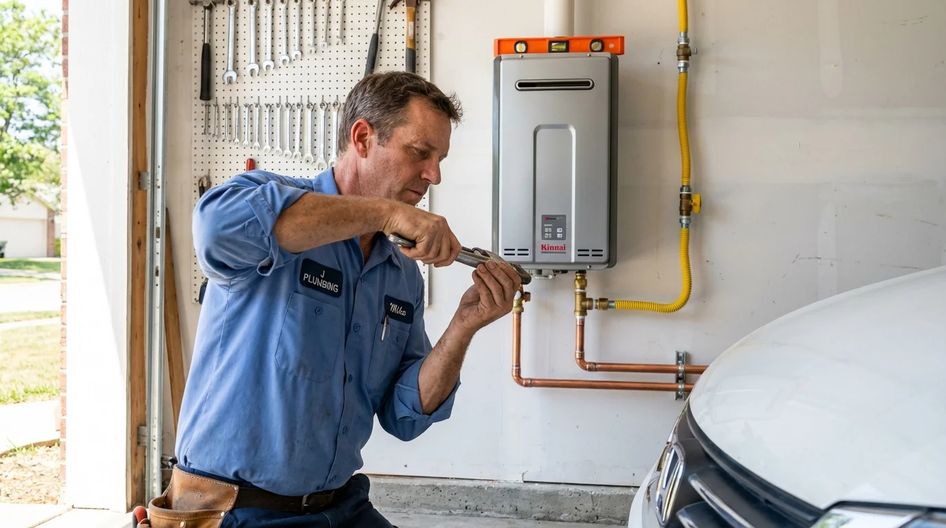 Tankless water heater installation by a Johns Plumbing LLC plumber in Lindon