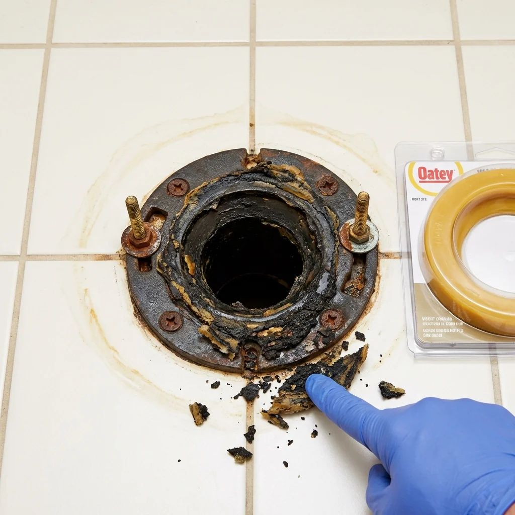 Failed wax ring showing water seepage at the base of a toilet in a Lindon, UT home